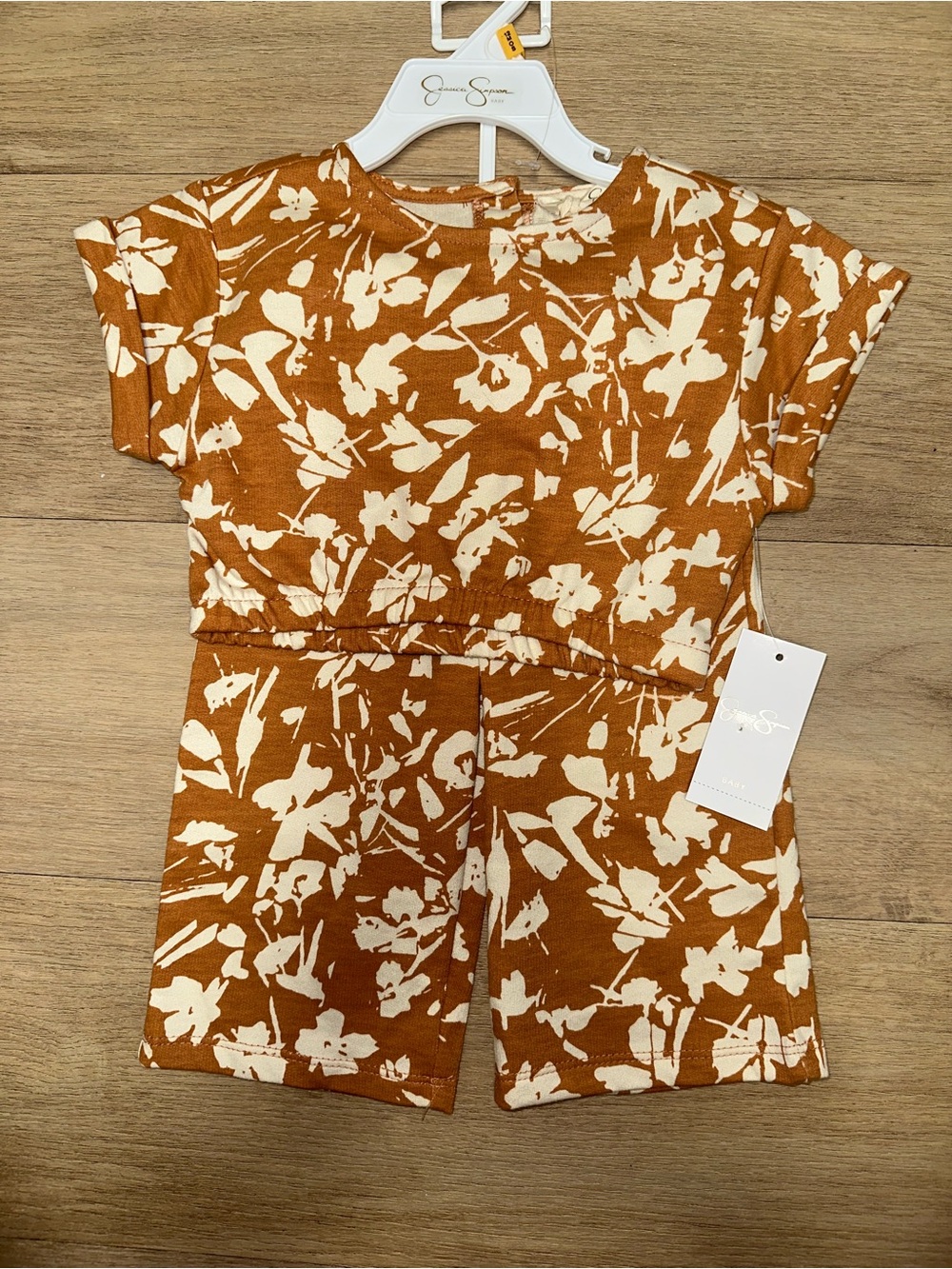 Jessica Simpson Rust and Cream Floral Kids Matching Set